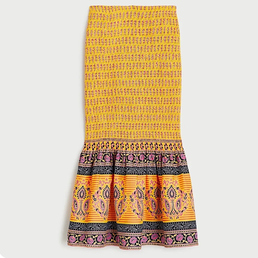 J. Crew Yellow and Black Midi Skirt